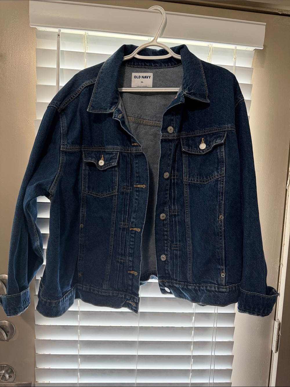 Old Navy Dark Blue Denim Jean Jacket - Women's Button Front Trucker